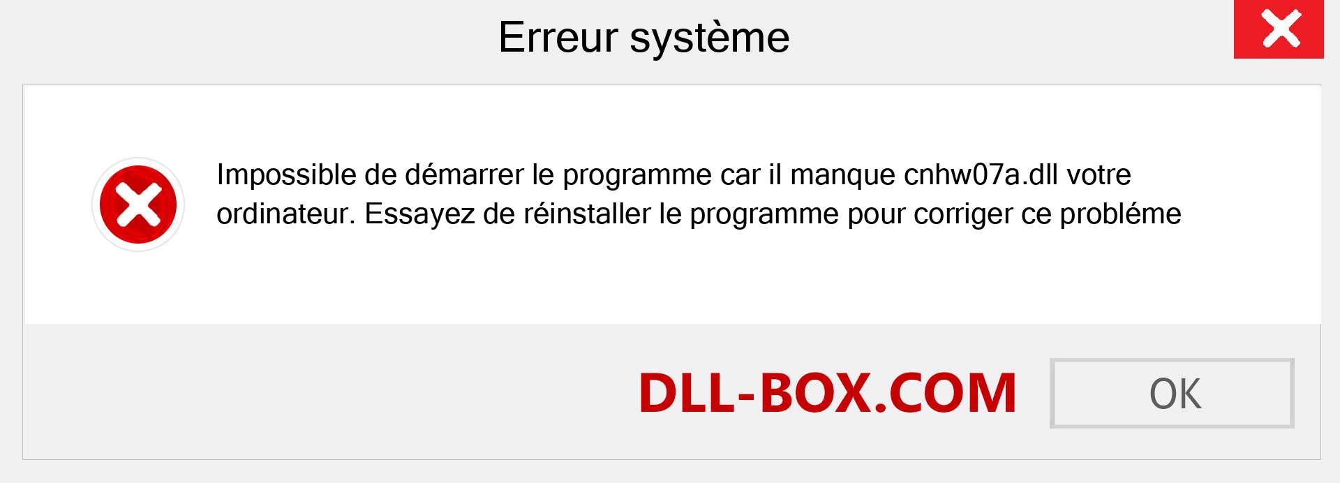 Le fichier cnhw07a.dll est manquant ?. Télécharger pour Windows 7, 8, 10 - Correction de l'erreur manquante cnhw07a dll sur Windows, photos, images